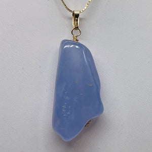 Blue Chalcedony 14K Gold Filled Stone Pendant | Blue | 1 3/4" Long | 1 Pendant |