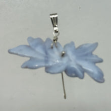 Load image into Gallery viewer, Blue Chalcedony Druzy Carved Flower Sterling Silver Pendant | 1 1/2&quot; Long| Blue|
