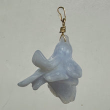 Load image into Gallery viewer, Blue Chalcedony Druzy Carved Flower Bead 14Kgf Pendant | 1 3/4&quot; Long | Blue |
