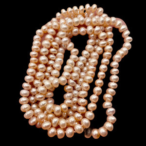 Fresh Water Pearl Knotted on Silk Round | 36" Long | Pink | 1 Necklace