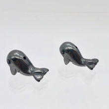 Load image into Gallery viewer, Carved Animals Hematite Whale Beads
