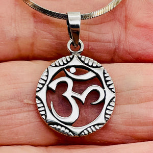 Om Symbol Sterling Silver Charm | 1 1/8" Long | Silver | 1 Pendant |