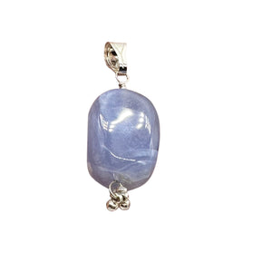 Blue Chalcedony Sterling Silver Designer Freeform Pendant | 2" Long|Blue Silver|