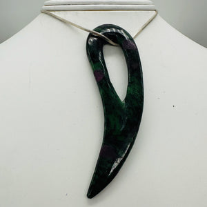Ruby Zoisite Comma Pendant Bead | 94x28x6mm | Green, Red | 1 Pendant Bead |
