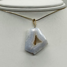 Load image into Gallery viewer, Chalcedony Druzy Designer Cut Sterling Silver Pendant | 1 1/2&quot; Long | Blue |

