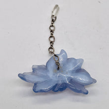 Load image into Gallery viewer, Hand Carved Natural Blue Chalcedony Flower Sterling Silver Pendant | 1&quot; Long |
