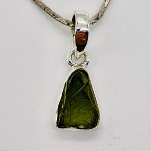 Moldavite 8.31ct Sterling Silver Triangle Pendant | 3/4" Long |Green| 1 Pendant|