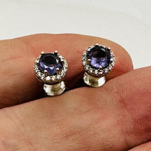 Load image into Gallery viewer, February Birthstone 5mm Purple Created Amethyst Sterling Silver Stud Earrings

