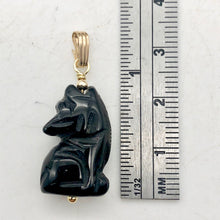 Load image into Gallery viewer, Obsidian Wolf Pendant Necklace | Semi Precious Stone Jewelry | 14k Pendant

