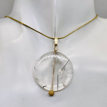 Load image into Gallery viewer, Tourmalinated Quartz Beautiful Round 14K Gold Filled Pendant | 30mm | Disc |
