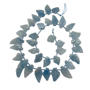 Natural Aquamarine Leaf Bead Strand | 145cts | 22x10x5 - 16x10x4mm | 35 Beads |