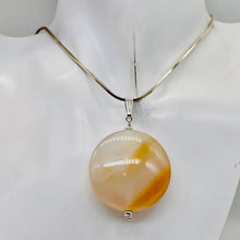 Load image into Gallery viewer, Natural Golden Mookaite Coin w/ Sterling Silver Pendant | 39mm | 2. 1/4&quot; Long |
