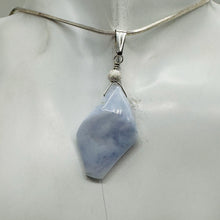 Load image into Gallery viewer, Chalcedony Designer Cut Sterling Silver Wire Wrap Pendant | 2&quot; Long | Blue |
