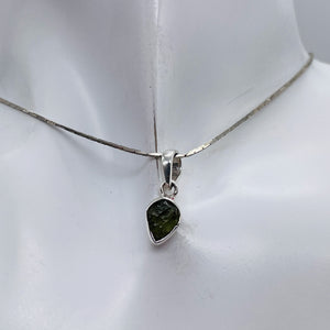 Moldavite 7.08ct Sterling Silver Heart Pendant | 3/4" Long | Green | 1 Pendant |