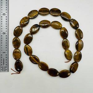 Golden Flat 15x10mm Oval Tigereye Bead Strand 110241A