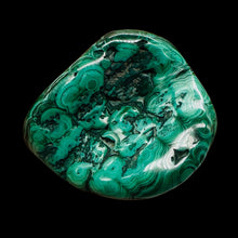 Load image into Gallery viewer, Malachite 46g Polished Gemstone FreeForm Worry Stone| 42x9mm| Green| 1 Specimen|
