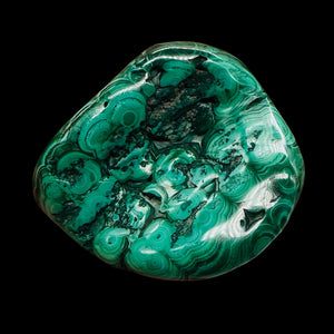 Malachite 46g Polished Gemstone FreeForm Worry Stone| 42x9mm| Green| 1 Specimen|