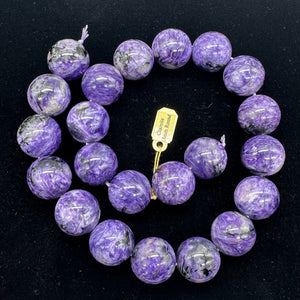 Charoite AAA Large Round Focal Bead| 18mm | Purple, White | 1 Bead |