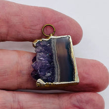 Load image into Gallery viewer, Amethyst Crystal Slice Gold Framed | 1 1/4&quot; Long | Purple Clear | 1 Pendant |
