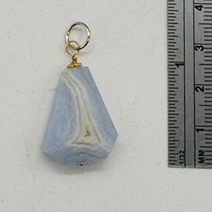Chalcedony Druzy Designer Cut Sterling Silver Pendant | 1 1/4" Long | Blue |
