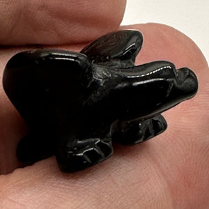 Soaring Carved Onyx Eagle Animal Figurine Bead | 18x18x7mm | Silver black