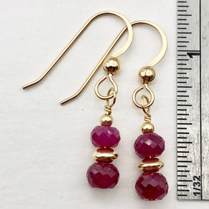 Natural Precious Gemstone Ruby Earrings with Gold Findings