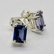 Load image into Gallery viewer, Sapphire Sterling Silver Rectangle Cut Earrings | 7x5mm | Blue | 1 Pair |

