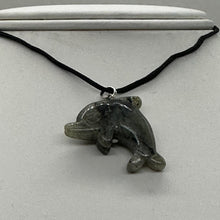 Load image into Gallery viewer, Labradorite Stone Dolphin Pendant Necklace| 3/4&quot; Long | Green, Rainbow |
