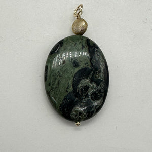 Exotic Kambaba Jasper Oval 14K Gold Filled Pendant | 2" Long | 1 Pendant |