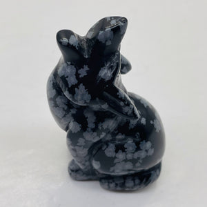 Hand-Carved Howling Coyote Wolf | 58x30x23mm | Black White | 1 Figurine |