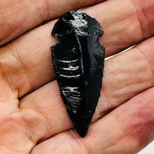 Load image into Gallery viewer, Obsidian Carved Arrowhead Pendant Bead | 1 3/4&quot; Long | Black | 1 Bead |

