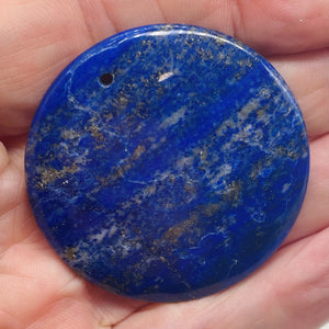 Lapis Lazuli Striped Round Pendant Bead | 50x5mm | Gold Silver | 1 Bead |