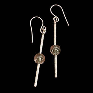 Sparkling Actinolite Quartz Sterling Silver Earrings | 2" long | 1 Pair |