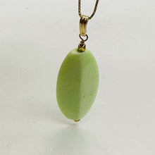 Load image into Gallery viewer, Chrysoprase Ridged Marquise Yellow Gold Pendant | 1 3/4' Long | Lemon Green |

