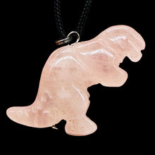 Load image into Gallery viewer, Rose QuartzTyrannosaurus Rex Dinosaur Pendant Necklace | 3/4&#39; Long | Pink |
