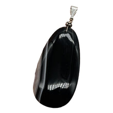 Load image into Gallery viewer, Sardonyx Large Designer Teardrop Sterling Silver Pendant | 3&quot; Long| Black.White|
