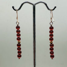 Load image into Gallery viewer, Champagne Garnet AAA 4mm Round Bead Dangle Earrings | 2" Long | Red |
