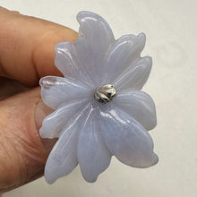 Load image into Gallery viewer, Chalcedony 33ct Hand Carved Flower Pendant Bead | 41x30x5mm | Blue | 1 Flower |
