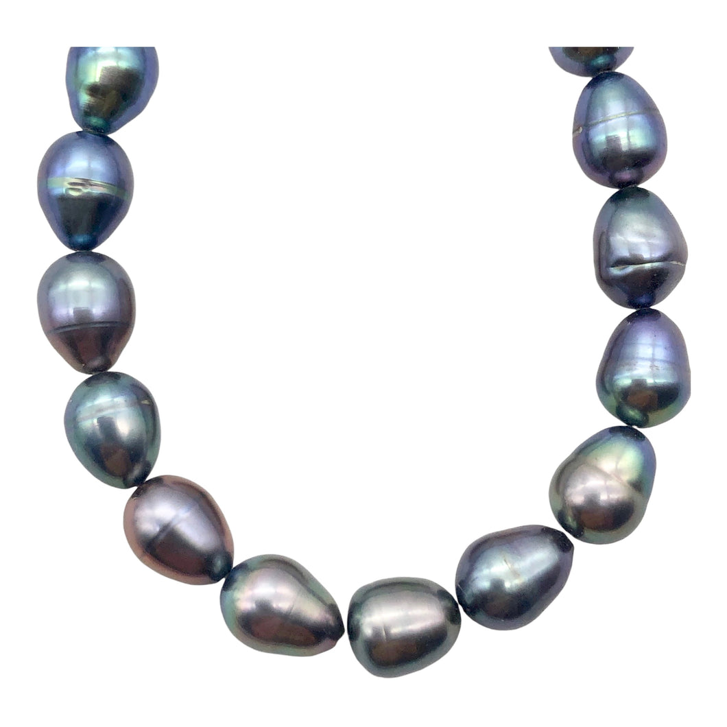 12 Lavender, Blue, Pink Peacock Satin FW Pearls, 10x6.5 to 8x6mm