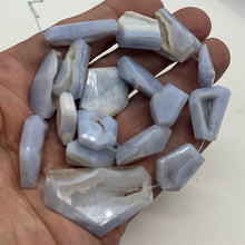 Load image into Gallery viewer, Drusy Blue Chalcedony 100g Quadrilateral Strand| 40x25 to 22x18mm | Blue, White
