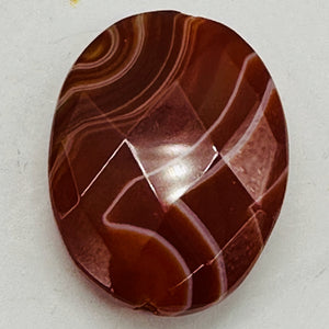 Faceted Red Orange Sardonyx 30x22mm Pendant Bead 6767