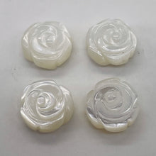 Load image into Gallery viewer, Mother of Pearl Parcel Carved Rose Beads | 12x6mm | White | 4 Beads |
