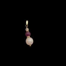 Load image into Gallery viewer, Kunzite Ruby Precious Stone 14K Gold Filled Pendant Necklace | 1 1/4 inch long|
