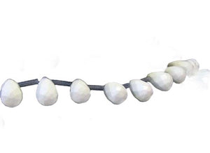 Simply Elegant Natural White Agate Briolette 12x8mm Bead Strand 108985