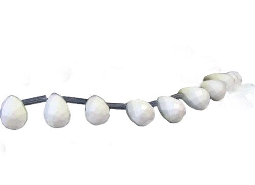 Simply Elegant Natural White Agate Briolette 12x8mm Bead Strand 108985