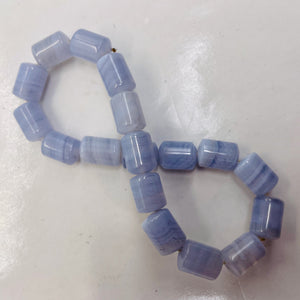 Blue Lace Agate 7" Strand Tube Beads| 10x7mm | Blue | 18 Beads |