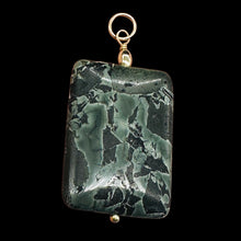 Load image into Gallery viewer, Tsunami Stone 14K Gold Filled Rectangle Pendant | 35x25x7.5mm | Green White | 1
