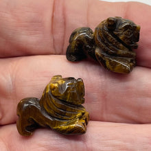 Load image into Gallery viewer, Roaring 2 Carved Tigereye Lion Beads | 18x18x7mm | Golden Brown
