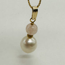 Load image into Gallery viewer, Morganite and Pearl 14K Yellow Gold Filled Pendant | 1" Long | 1 Pendant |
