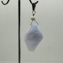 Load image into Gallery viewer, Chalcedony Designer Cut Sterling Silver Wire Wrap Pendant | 2&quot; Long | Blue |
